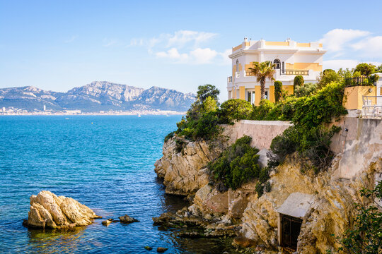 Marseille, France - May 19, 2018: The villa La Petite Ourse, formerly named La Joconde, is one of the famous "Folies" of Marseille seashore, these pleasure palaces built in the XIXth century.