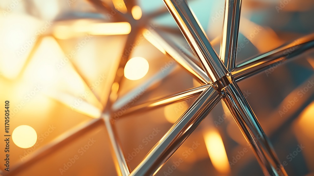 Poster abstract metallic structure with bokeh background.