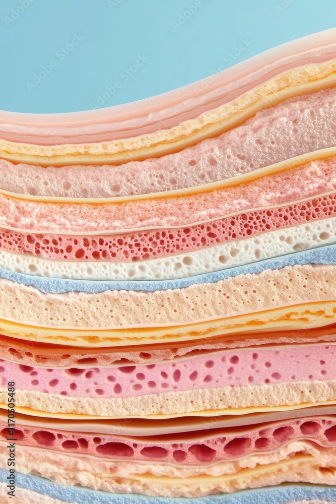 Poster vibrant layers of colorful foam showcasing texture and patterns in pastel shades for artistic design