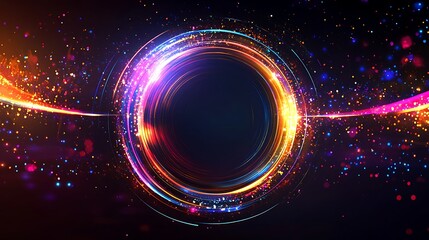 Obraz premium Abstract background of glowing particles. luminous swirling. Elegant glowing circle