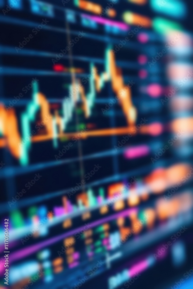 Poster abstract stock market graph showcasing fluctuating trends and data visualization for financial conce
