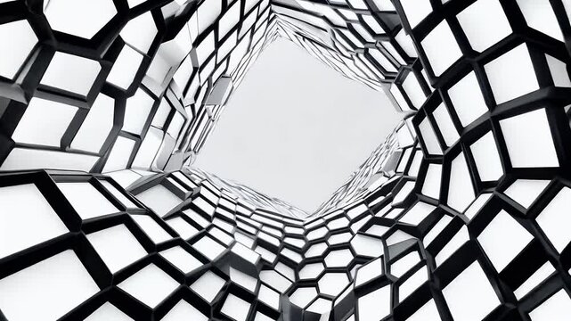 Hexagonal based dynamic black and white transition effects create sleek visual elements perfect grid enhancing photo video projects looped animation
