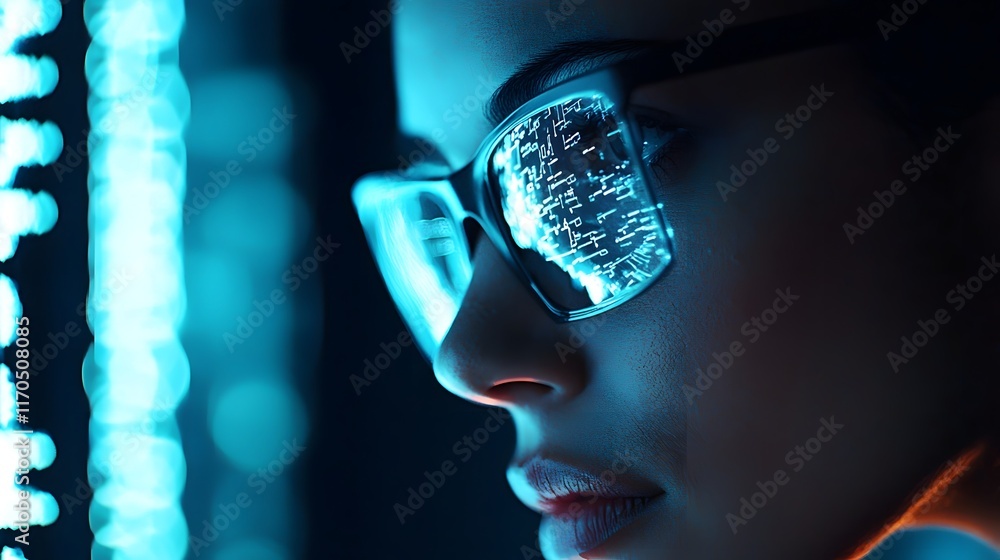 Aufkleber futuristic cybersecurity expert mitigating network threats using advanced digital tools and real tim