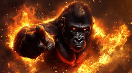 Fiery Gorilla Points Accusingly at Viewer