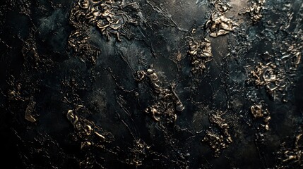 Obraz premium Abstract Dark Textured Art With Gold Accents