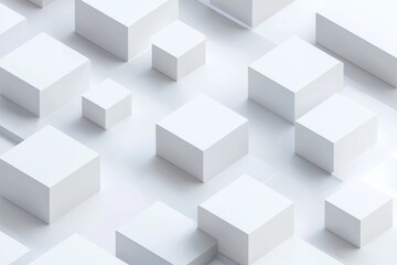 Minimalistic white background with square empty boxes