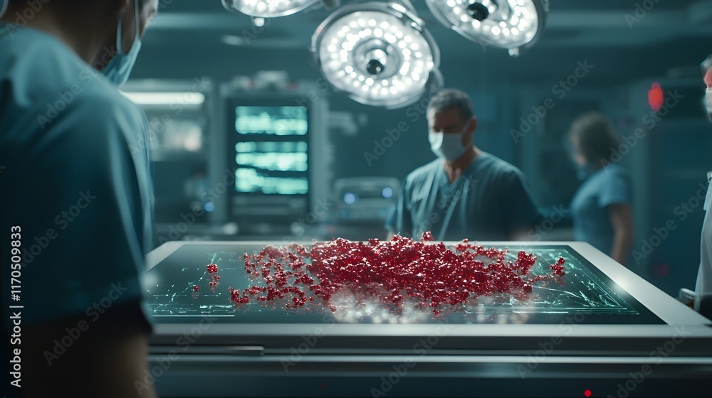 Poster quantum computer generating real time 3d holographic imaging for complex surgical procedure leaving 