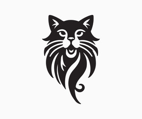 minimalist silhouette of a cat in black and white