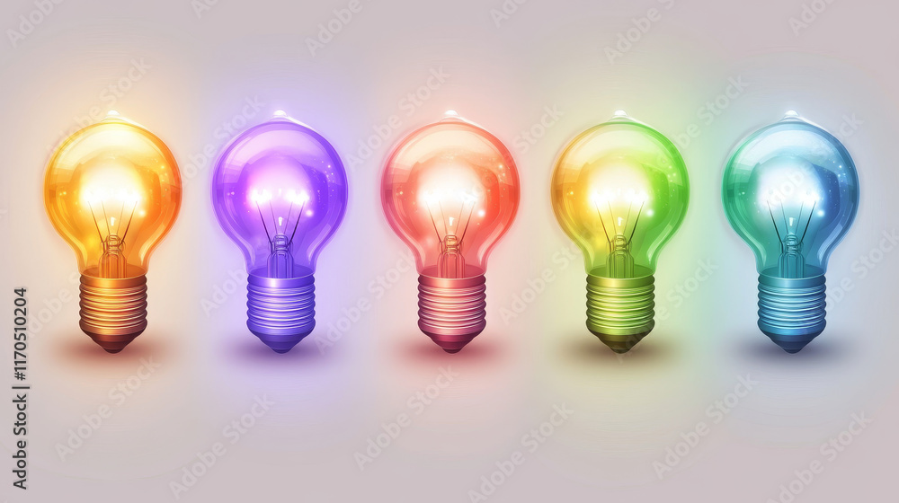 Poster set of light bulb symbols for design or logo template. jpeg version also available