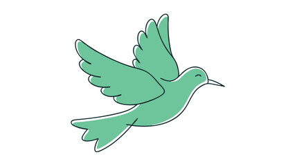 Flying bird continuous line drawing element