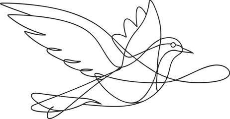 Flying bird continuous line drawing element