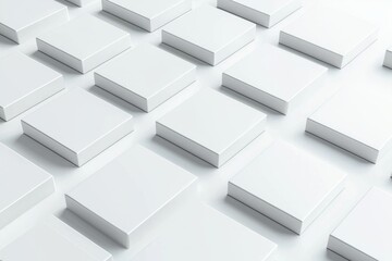 Minimalistic white background with square empty boxes