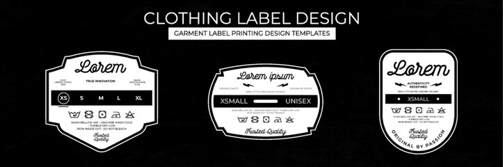 set of white Clothing Label  design Templates Featuring Various style and Design Instructions
