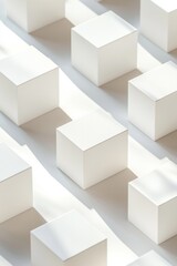 Minimalistic white background with square empty boxes