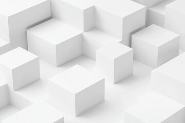 Minimalistic white background with square empty boxes
