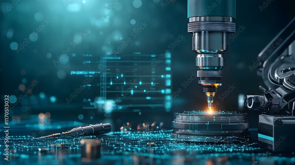 Poster quantum powered precision tools meticulously measuring atomic level changes in advanced materials