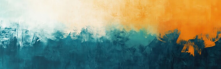 Vibrant amber and teal abstract art with soft pencil strokes showcasing a harmonious blend of colors and textures