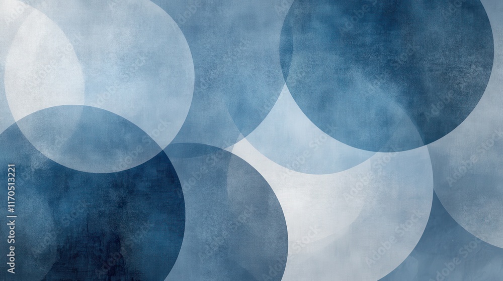 Poster gradient of soft pencil strokes creates an overlapping circular pattern in cool blue hues