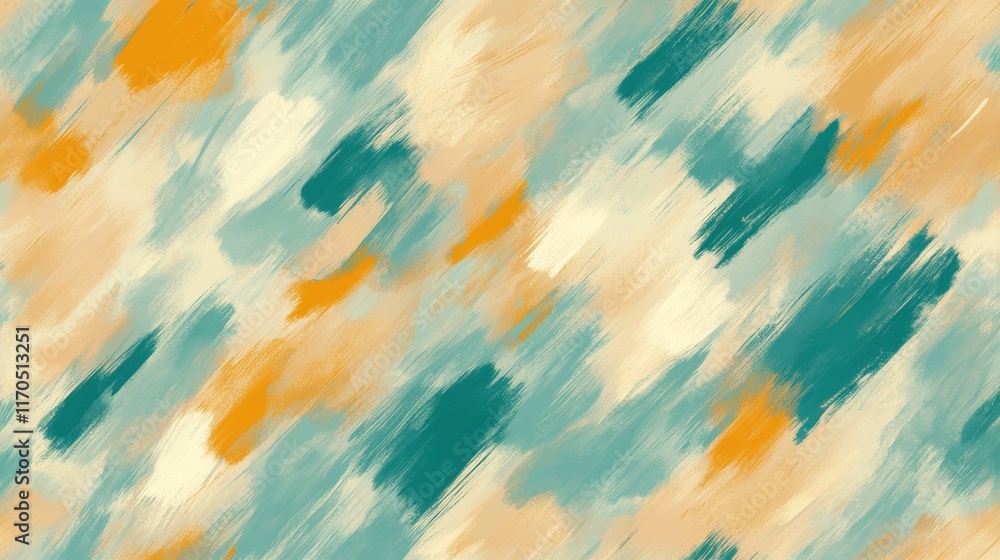 Poster Soft pencil strokes create an abstract background with teal, orange, and cream colors suitable for artistic projects