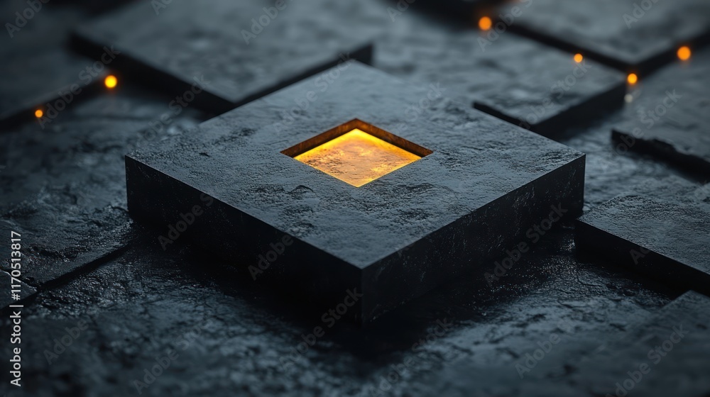 Poster Minimalistic 3D Icon on Gray Background with Rounded Square Design and Soft Shadows