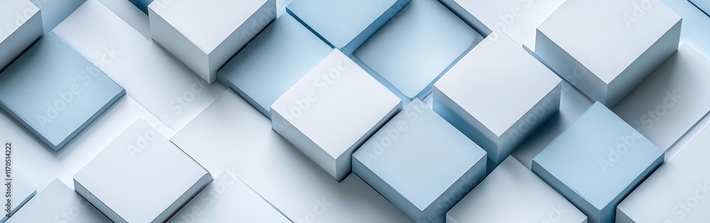Poster Soft geometric shapes arranged symmetrically on a minimalist white background creating a harmonious visual effect