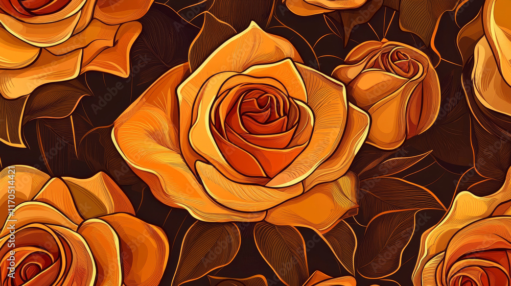 Poster seamless pattern with rose flowers for background design. jpeg version also available in gallery