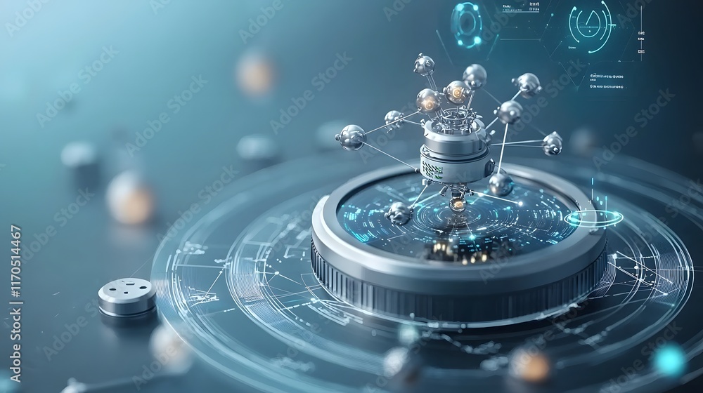 Poster quantum enhanced sensors meticulously analyzing the intricate movements of subatomic particles with 