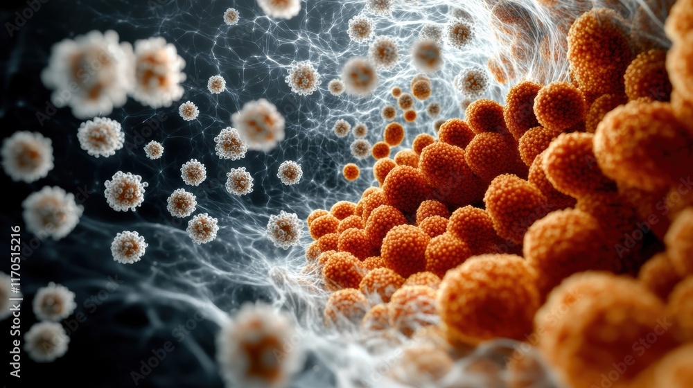 Aufkleber vibrant microscopic view of bacteria and microorganisms in a complex, dynamic environment showcasing
