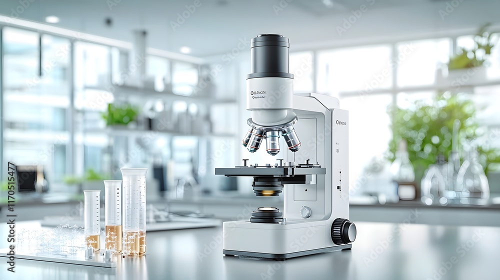 Poster quantum enhanced microscope capturing nanoscale structures and details in a brightly lit scientific 