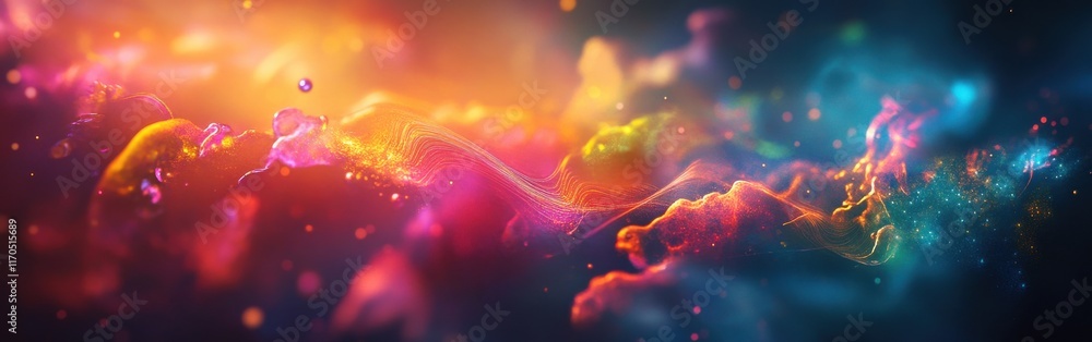 Aufkleber Vibrant dynamic bokeh effect creating an abstract colorful display of light and color shifting gracefully through space