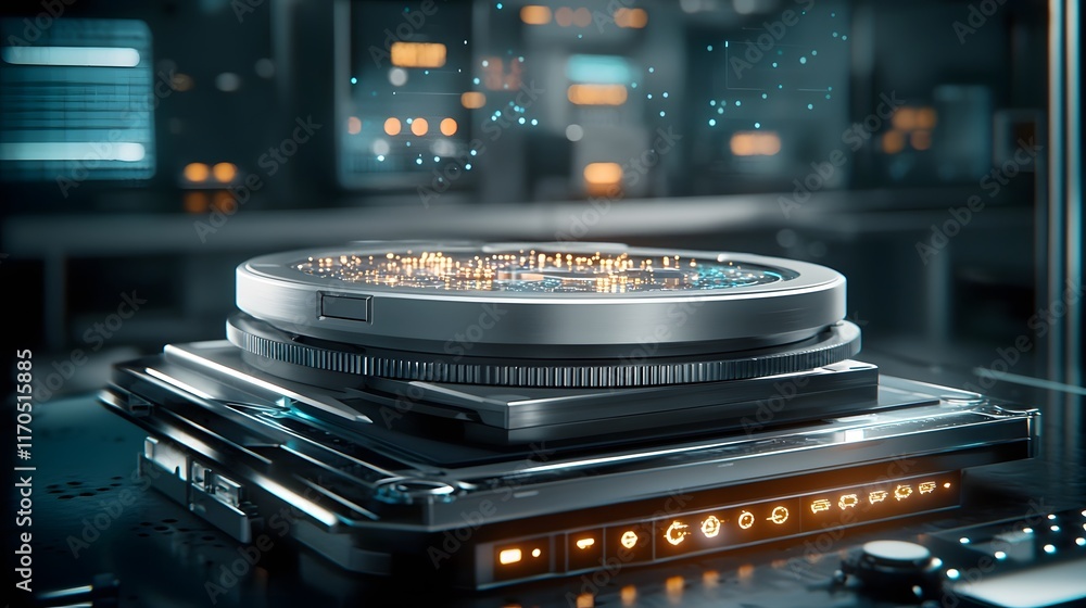 Poster innovative measurement system combining quantum computing and high precision scales glowing with fut