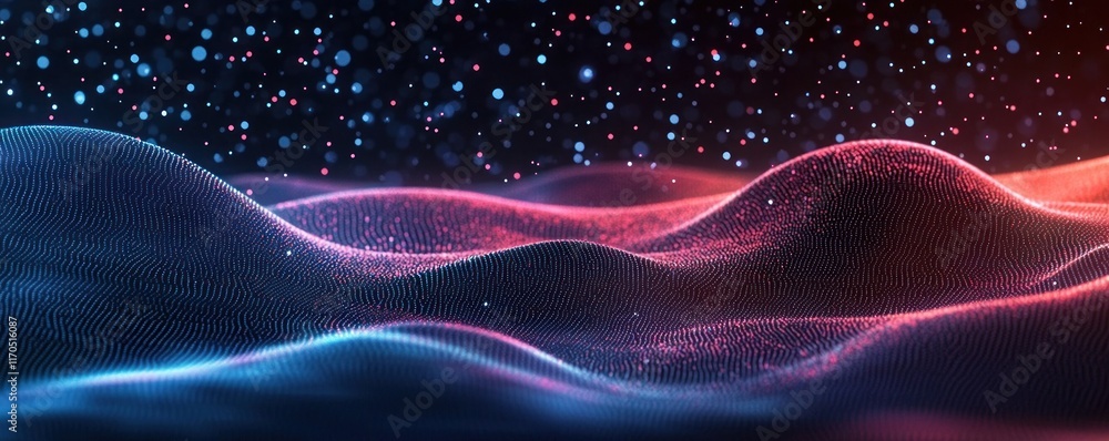 Poster futuristic digital background with waves of light for technology data audio graphics