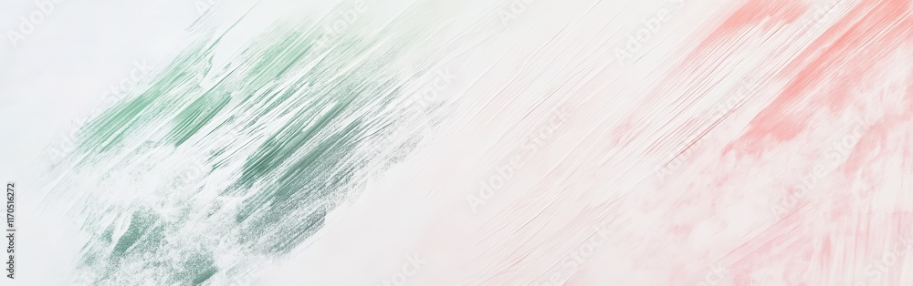 Poster Abstract composition with soft pencil strokes on a white background creating subtle green and pink hues