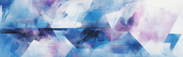 Abstract pencil strokes create a fragmented wash of blue and purple tones
