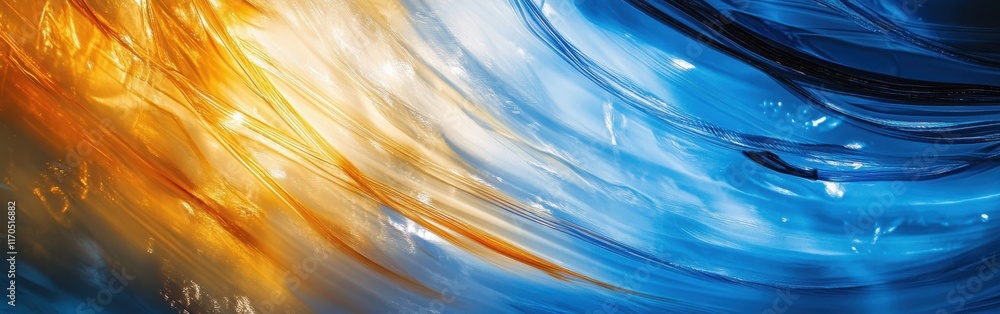 Aufkleber abstract pencil strokes blending blue and orange, showcasing fluidity and motion in artistic express