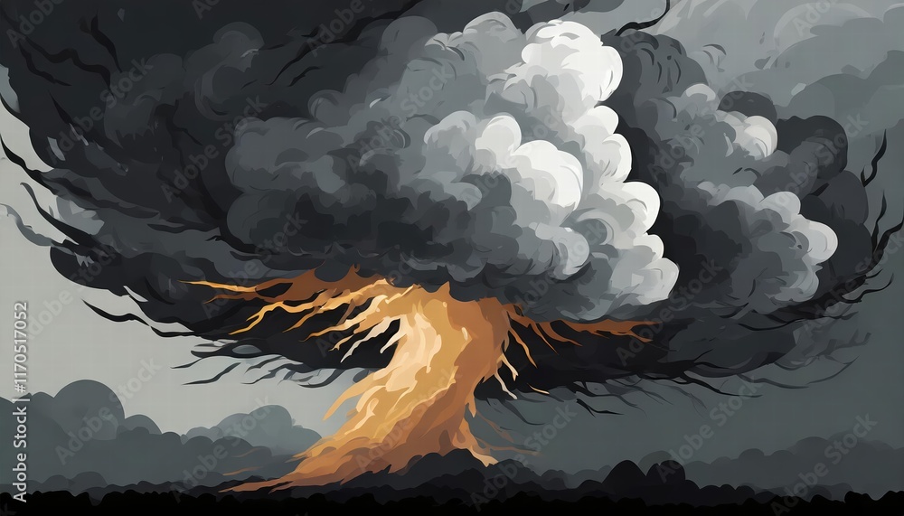 Poster a powerful storm with dark clouds captivating imagery of natures fury and atmospheric drama in a str
