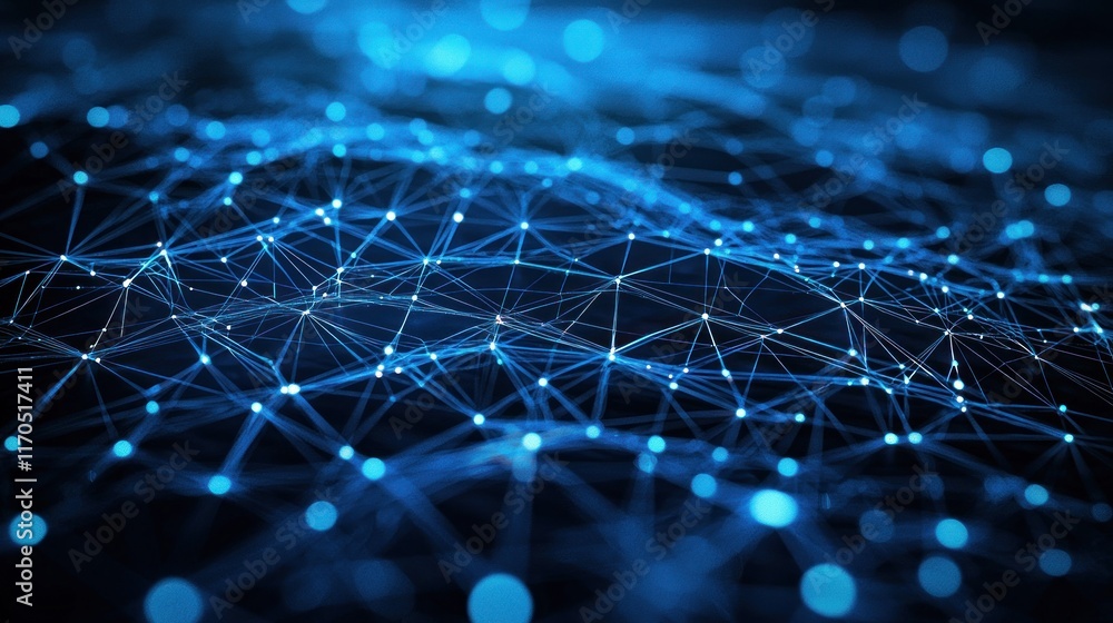 Aufkleber abstract blue network nodes and connections