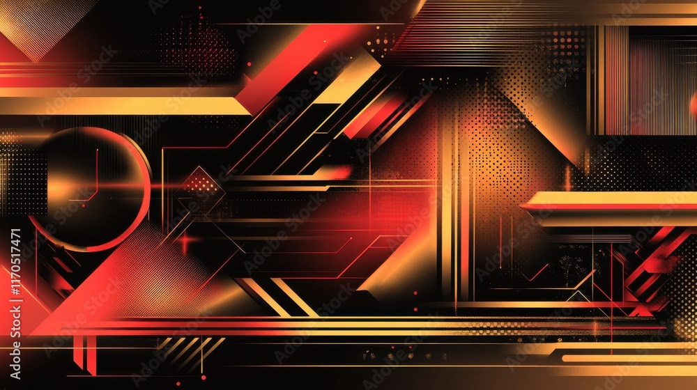 Poster Futuristic abstract composition with dynamic shapes and vibrant colors