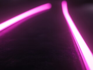 Abstract Pink Neon Light Lines on Dark Surface
