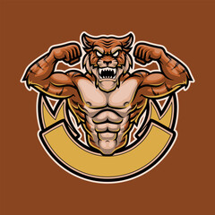 Animal Tiger Bodybuilding Mascot Vector Illustration Works Perfectly for Your Brand Business