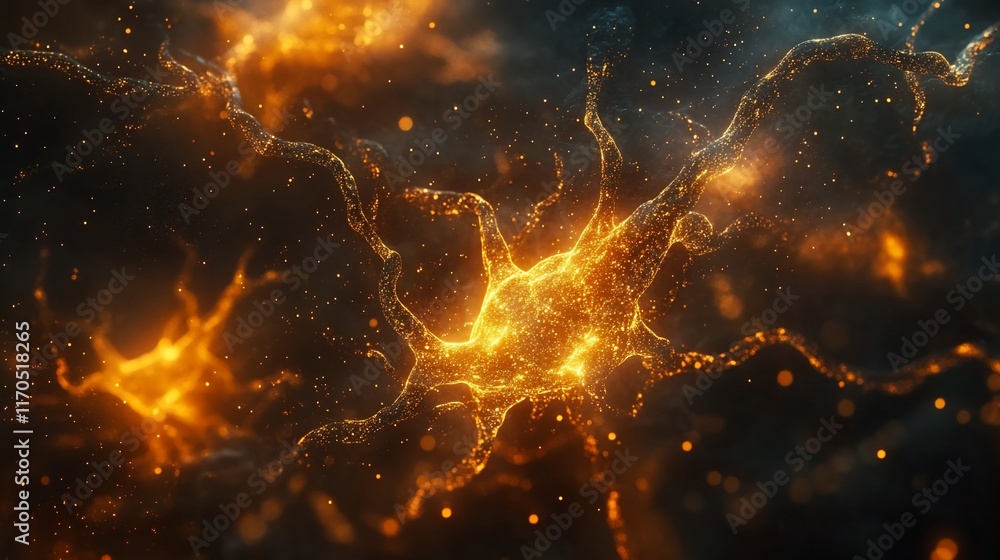Poster neural network: microscopic visualization of a neuron's intricate connections