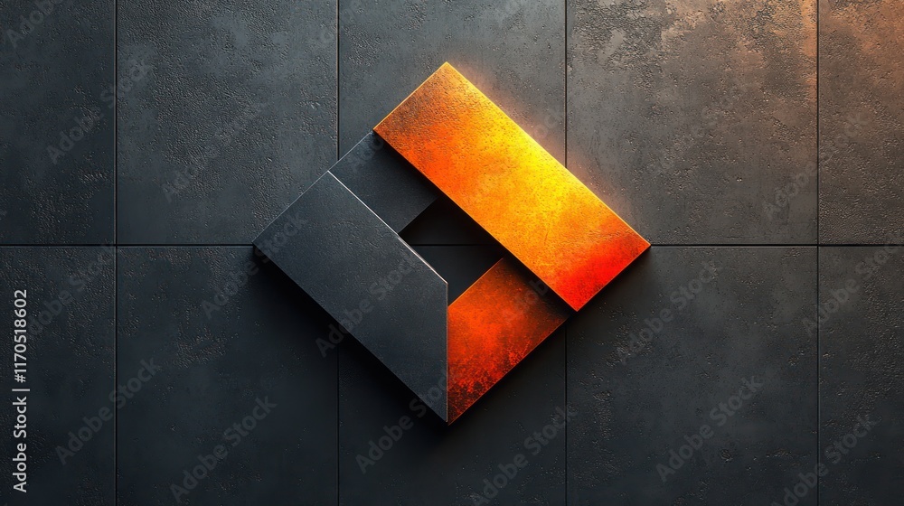 Poster Minimalistic 3D Logo Icon on Gray Background with Rounded Corners and Soft Shadows in Modern Flat Design