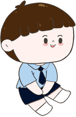 Hand drawn chibi boy in school uniform