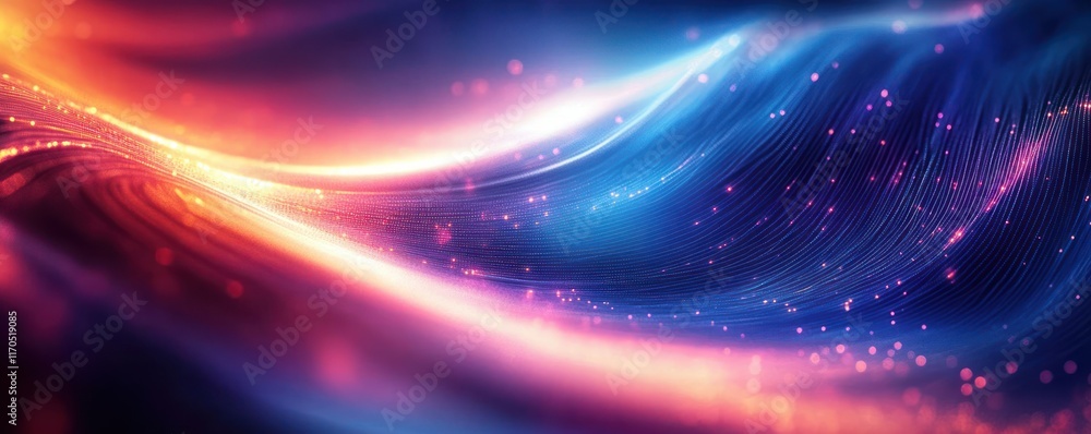 Poster abstract digital background with glowing lines and deep blue purple neon lights for technology and d