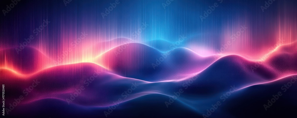 Poster abstract digital landscape background futuristic cyberspace graphic design with glowing light effect
