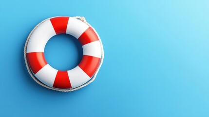 Bright and colorful life ring on a blue background, symbolizing safety and security on water adventures.