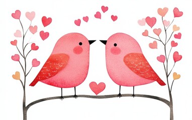 Celebrate Valentine's Day with this charming love of two birds and hearts in a beautiful design.