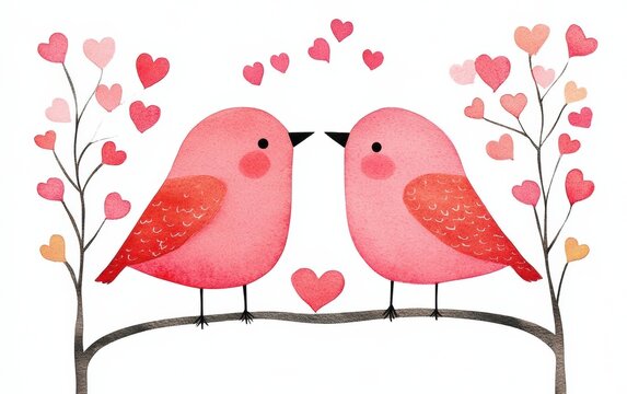 Celebrate Valentine's Day with this charming love of two birds and hearts in a beautiful design.