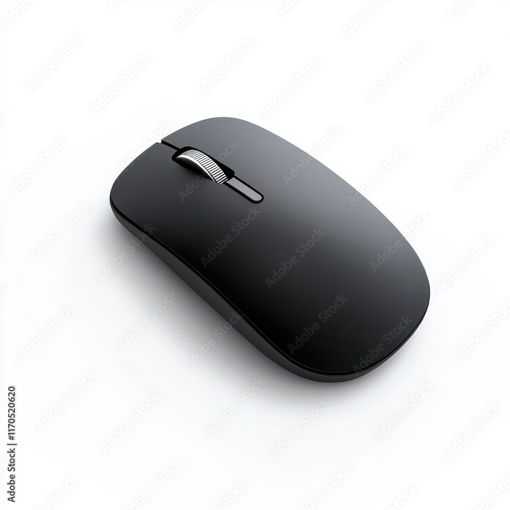 Poster sleek black wireless computer mouse resting on a smooth surface ready for use in a modern workspace