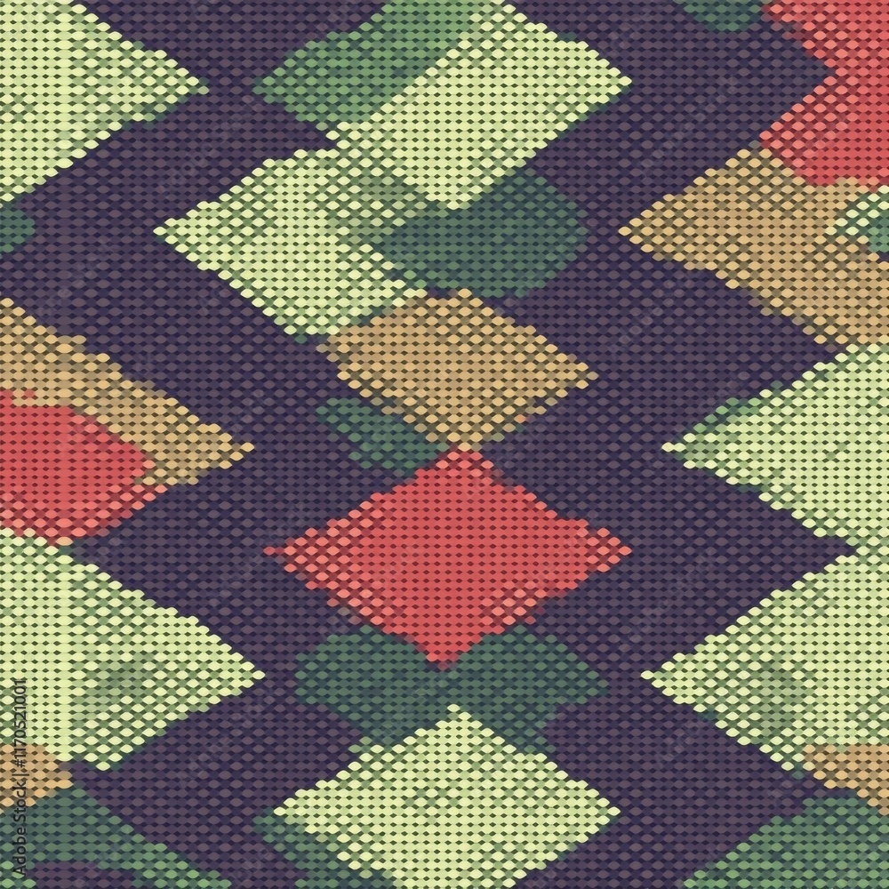 Poster abstract geometric mosaic color-block pixel pattern design